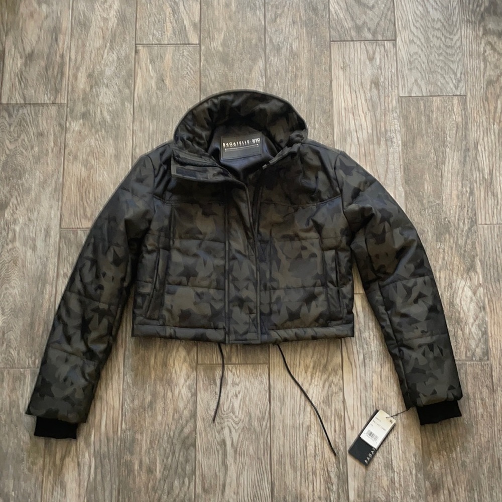 Bagatelle.NYC Camo/Star Print Puffer Jacket.